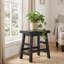 Tabouret de comptoir en bois d'acacia massif 20 po Durango, noir-621266855-628217345