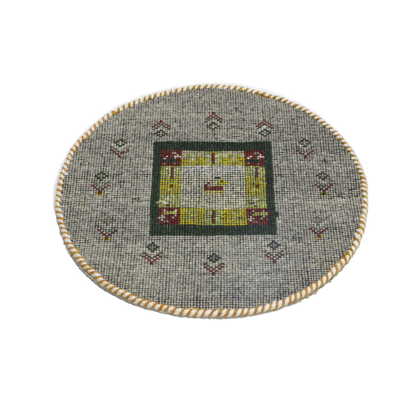 Tapis oriental oriental rond gris Greige Tribal