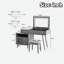 Bureau de coiffeuse 3-en-1 avec miroir basculant éclairé, armoire réglable, tiroirs et tabouret-241108445