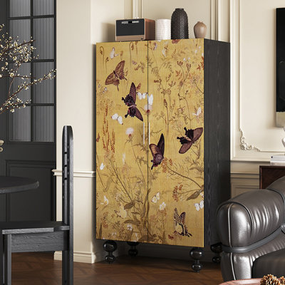 Garde-robe française rétro en bois massif peint