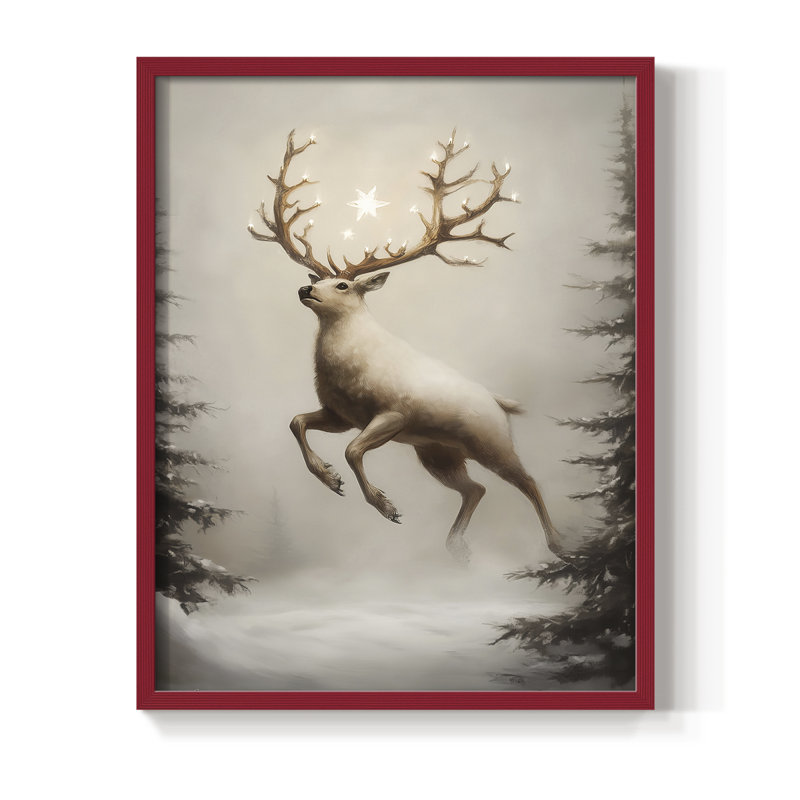 «Christmas Holiday Art», série 2 CVI, reproduction encadrée - bois massif, H 15 po x l 12 po, Rouge