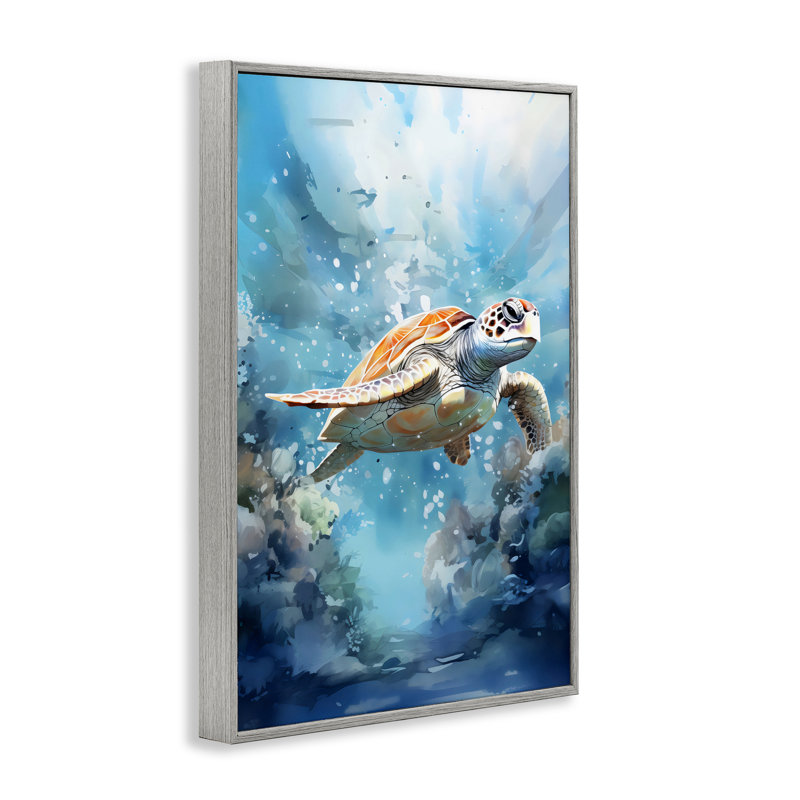 Giclée sous-marine Ocean Waves Turtle, design par LSR Design Studio, Estampe numérique Farmhouse, H 24 po x l 16 po