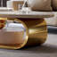 Pre-Assembly 51" Modern Oval Coffee Table, Sintered Stone Top, Gold Base, drawer