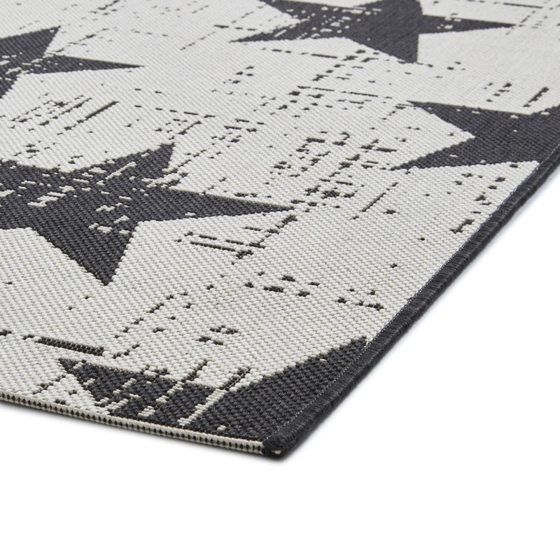 Machine Woven White/Black Rug, Rectangle 120 x 170cm