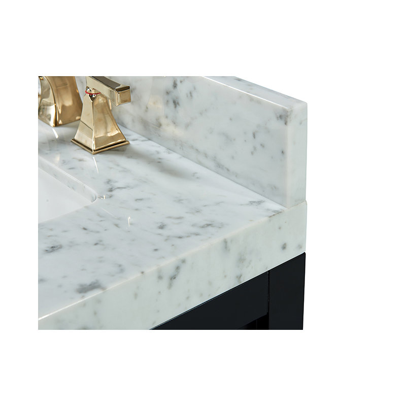 Elizabeth 48'' W Single Vanity, Black Onyx/Brushed Gold, Carrara White Marble
