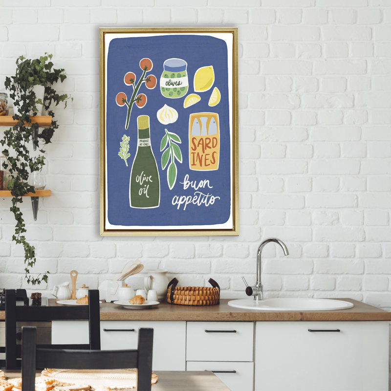 Cadre flottant Italian Kitchen Nessities, design par Amanda Houston, H 31 po x l 21 po, Cadre flottant métallique doré