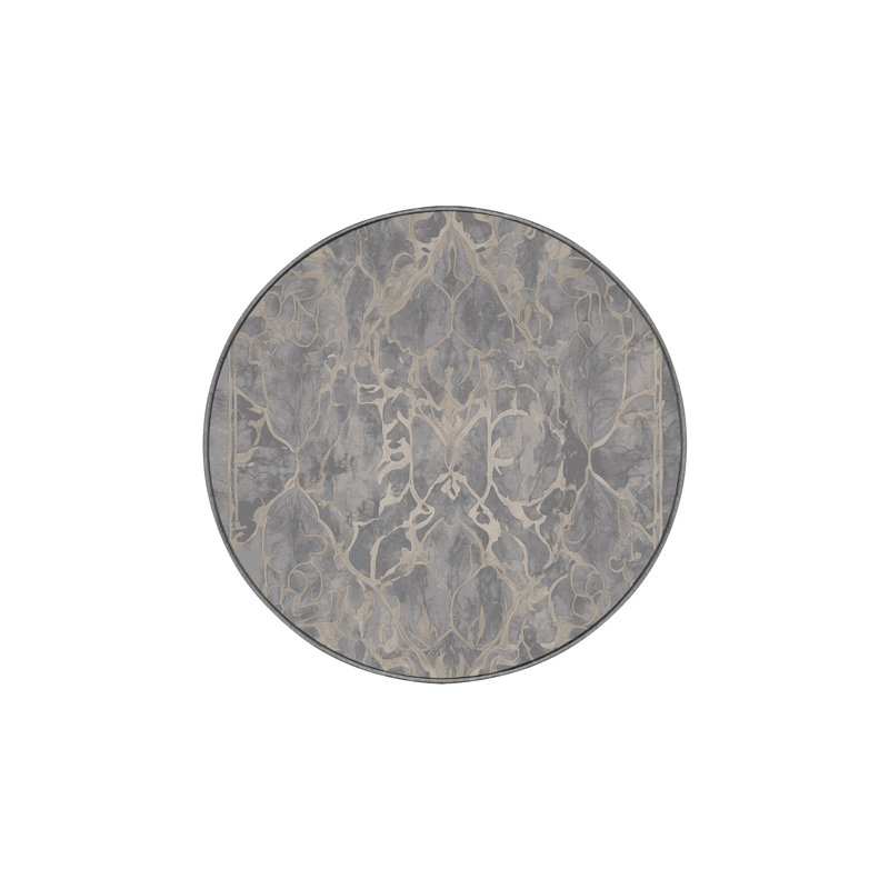 Tapis gris lavable à la machine, Rond 4 pi