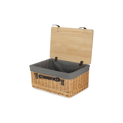 Wicker Lined Gift or Storage Hamper Basket with Lid