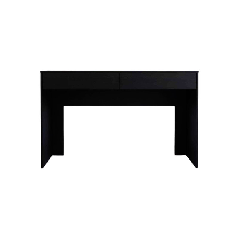 Black Faux Wood 47" Minimalist Computer Desk with Drawers