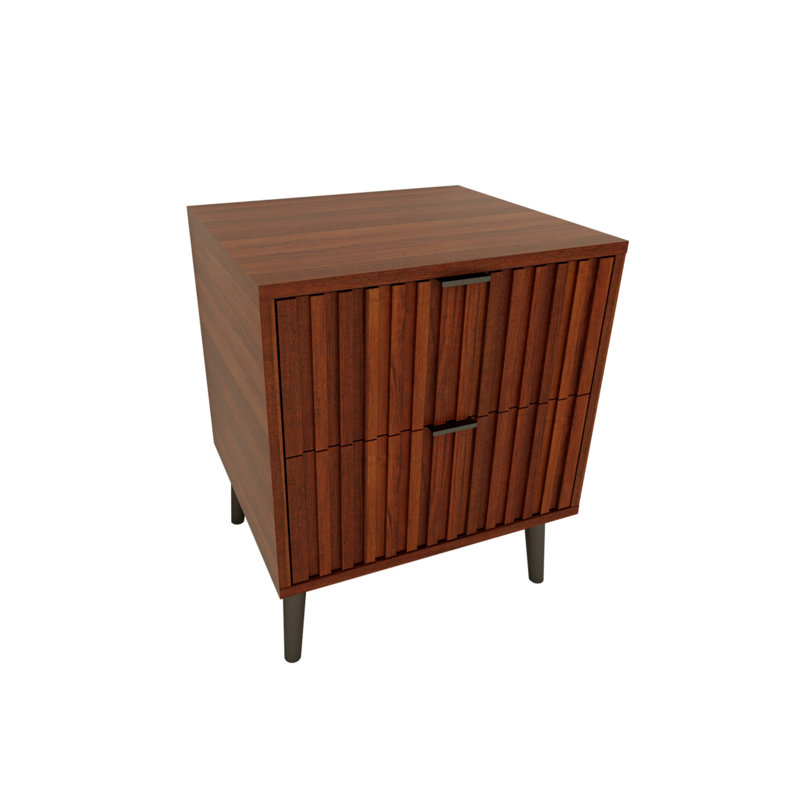 Table de chevet en bois avec 2 tiroirs 
