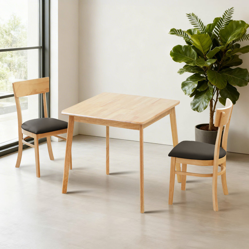 Gladkowski Parsons 3-Piece Breakfast Nook Square Solid Wood Dining Table Set, Natural