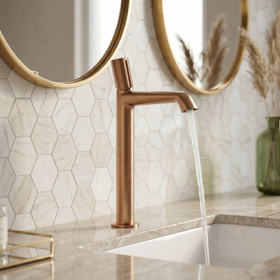 Modern 13.86" Round Single Handle Solid Brass Vanity Faucet