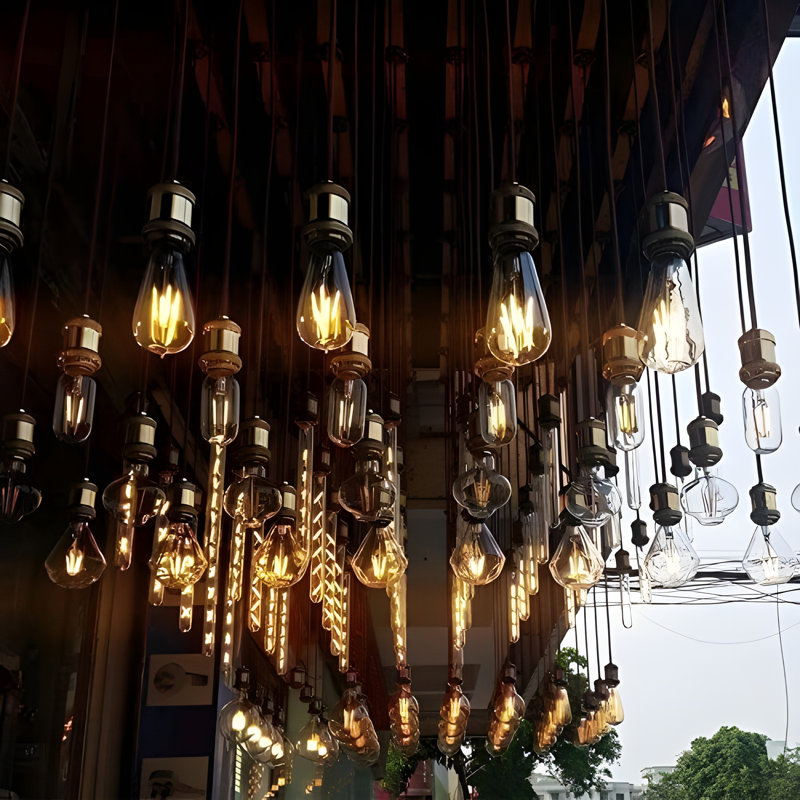 Braided Ceiling Pendant Light Fitting with E27 Lamp Holder - Suspended Design, Rose Copper