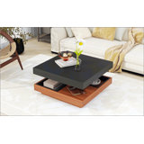 Modern Square 360°Rotating Coffee Table With Three Detachable Tray
