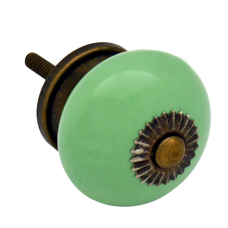 Nicola Spring - Round Ceramic Cabinet Knob, Green