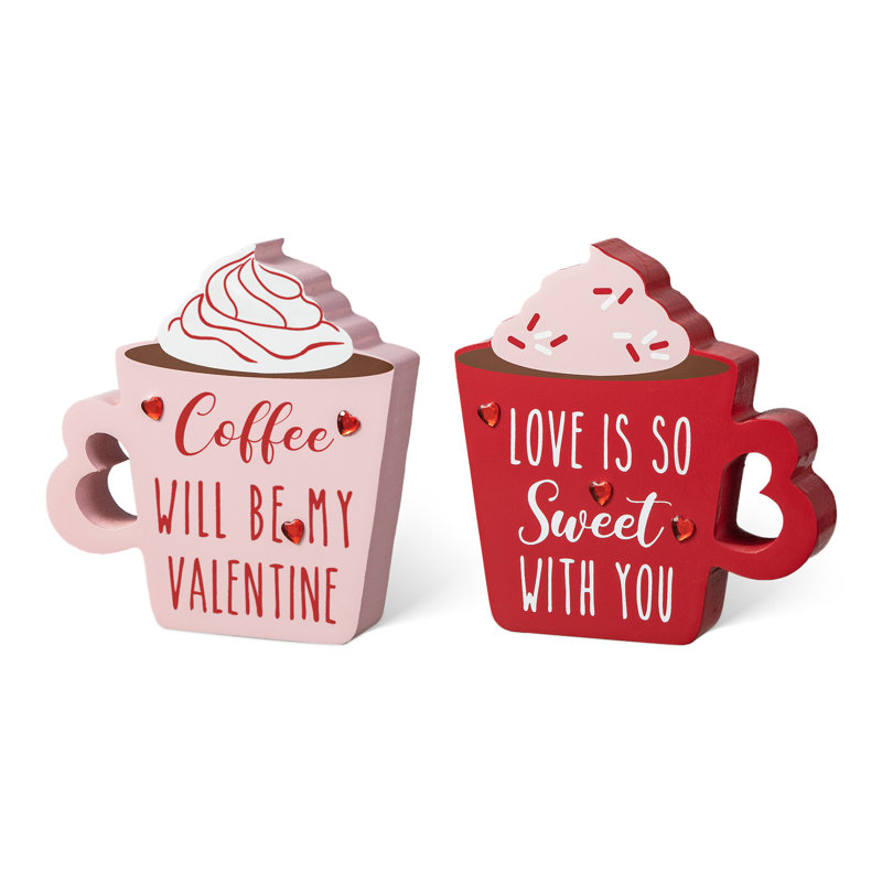 Ensemble de 2 décorations de table basse en bois pour la Saint-Valentin