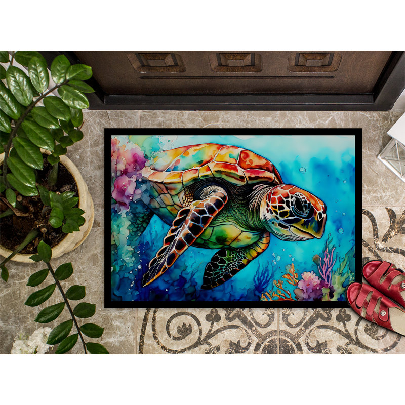 Loggerhead Sea Turtle Doormat, L 18 po x L 27 po