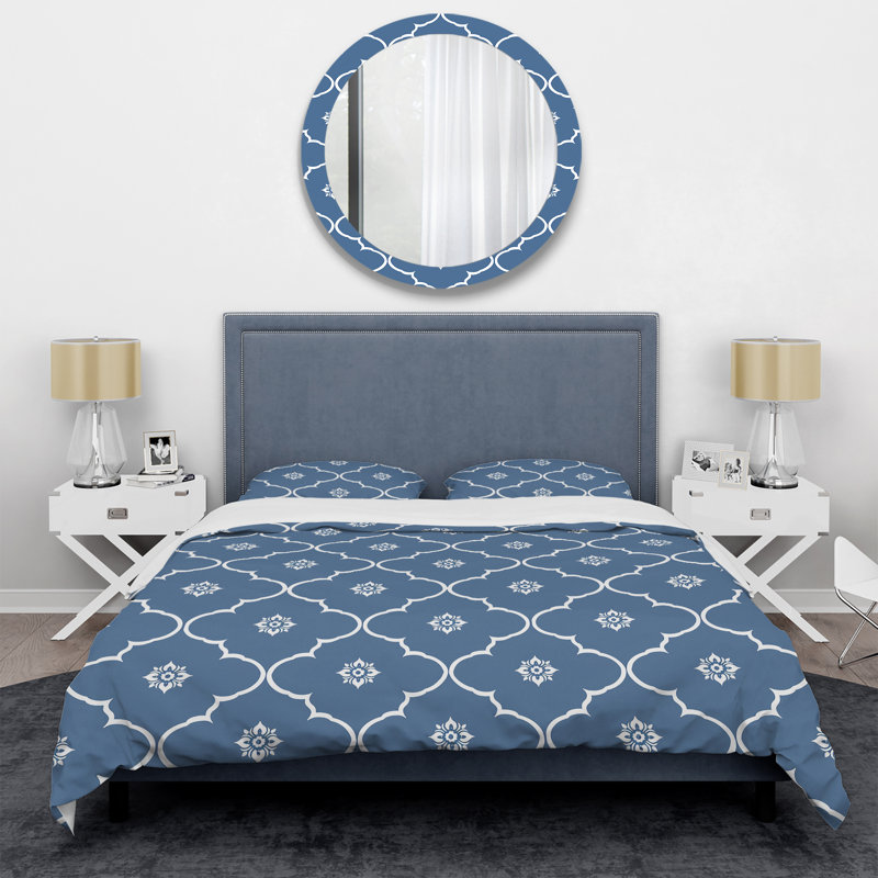 Ensemble de housse de couette transitionnelle bleu et blanc quadrilobe Dreams I