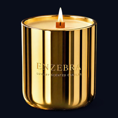 EnZebra Artisan Hand-Poured in the USA Candle - Obsidian Brew (Coffee & Gourmand) in Polished Gold Glass Tumbler, 24 oz