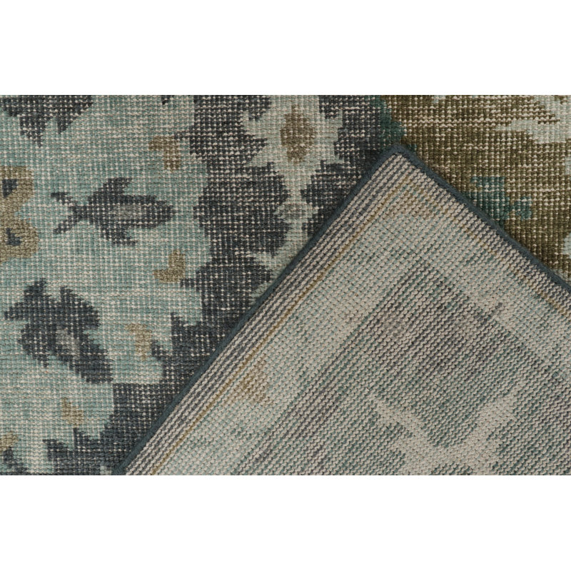 Oriental Hand-Knotted Rectangle 9'2" x 12' Cotton/Wool Area Rug in Blue/Yellow