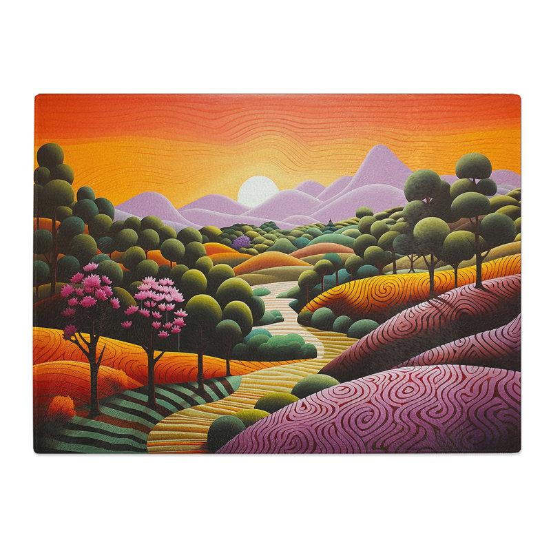Landscape Op Art  Glass Chopping Board