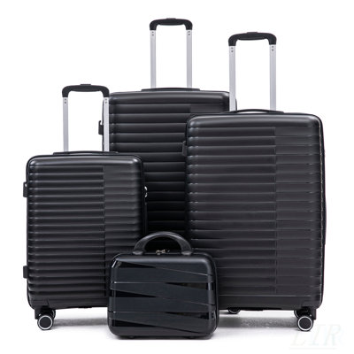 4-Piece PP Spinner Wheel Luggage Set with Iron Pull Rod, Combination Lock, and 14-Inch Cosmetic Case for Stress-Free Travel