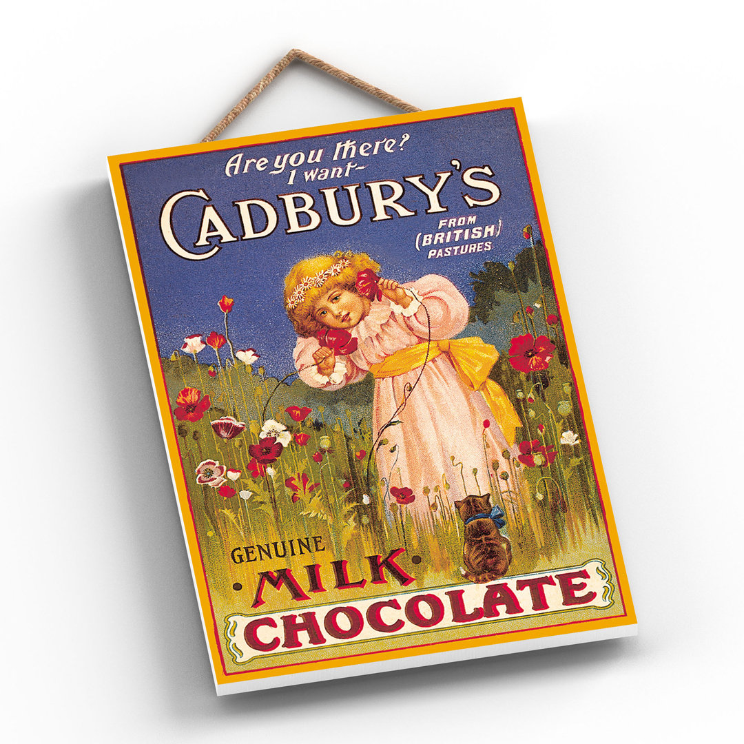 Cadburys Vintage Retro Poster Design On Wooden Plaque