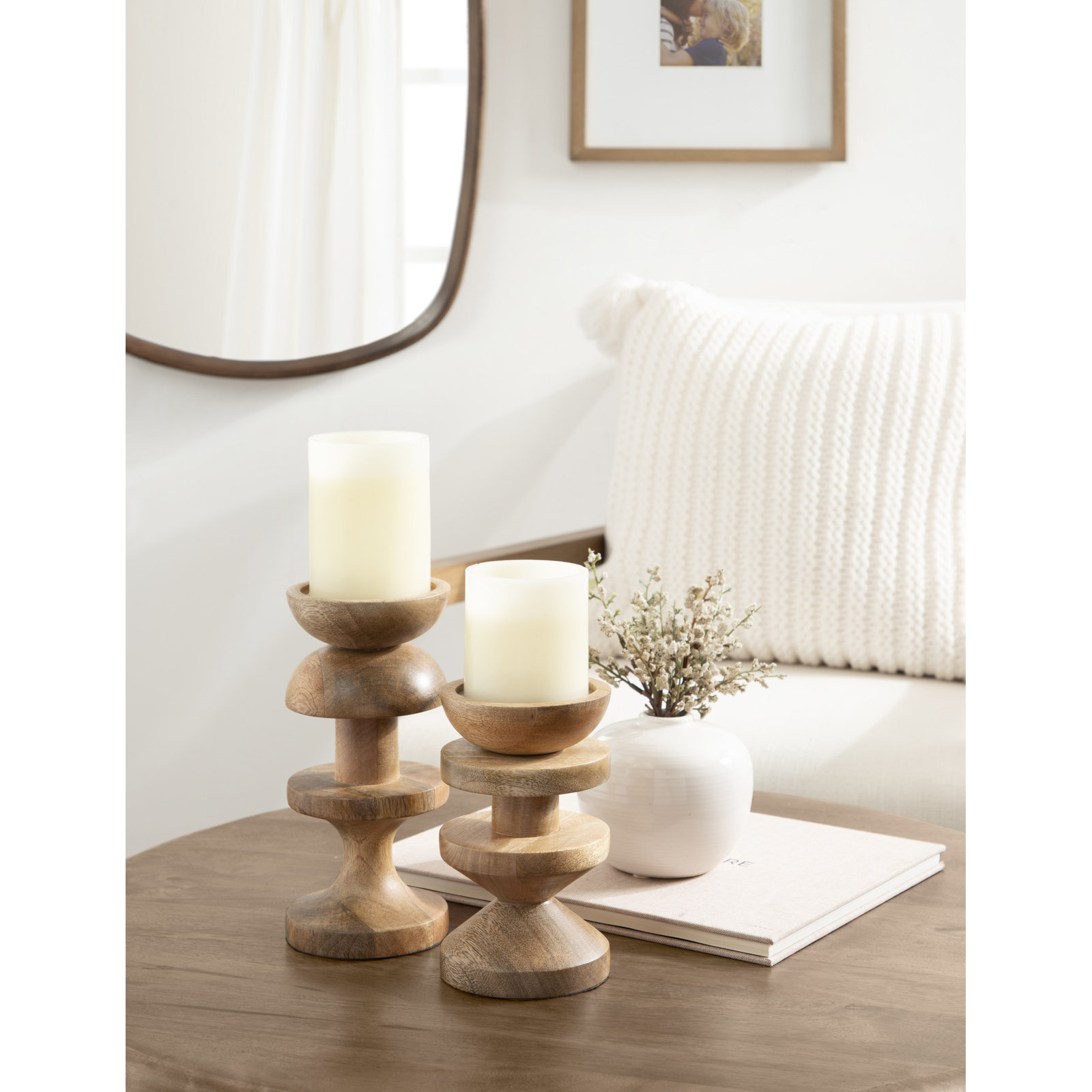 2-Piece Candlestick Set, Brown