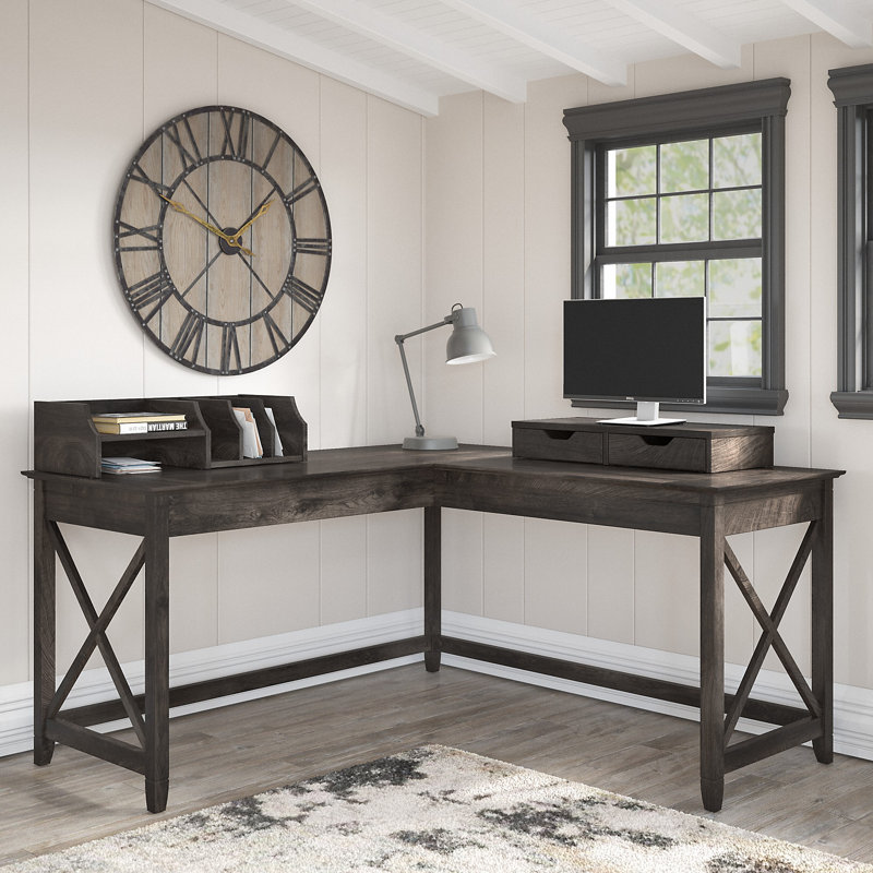 Bureau en L Huckins, Hickory gris foncé