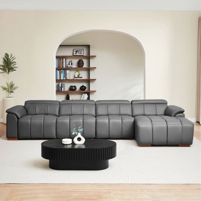 4-Seat Reclining Sofa, L Shaped Couch With USB Port For Living Room, Apartment