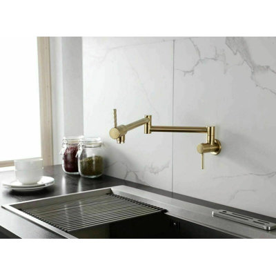 Brushed Gold Wall Mounted Pot Filler Faucet