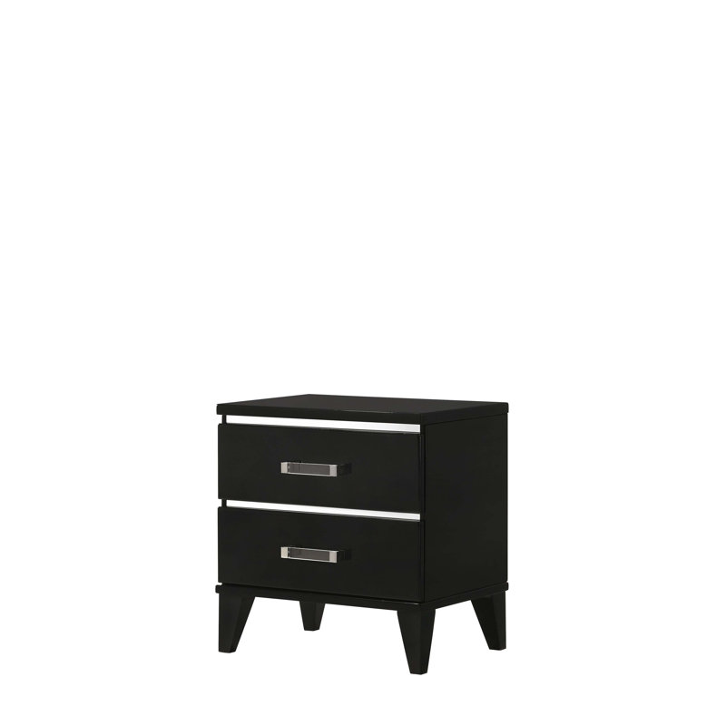 Table de chevet avec tiroirs à finition noire pour chambre à coucher et salon