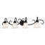 Luminaire suspendu 4 lumières 37,5 po Bowker Luminaire de meuble-lavabo large noir mat, abat-jour en verre albâtre blanc, à intensité variable, compatible avec les DEL, applique murale réversible sur miroir en métal-102511112-102511114