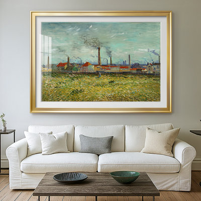 Usines à Clichy-Vincent van Gogh - reproduction d'art avec passe-partout et verre - 1887