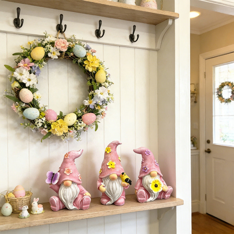 3 pièces gnome de Pâques résine résine articles de bureau décorations mignonnes pour les balcons ou les plantes en pot cadeau de Pâques printemps décoration ornements de bureau