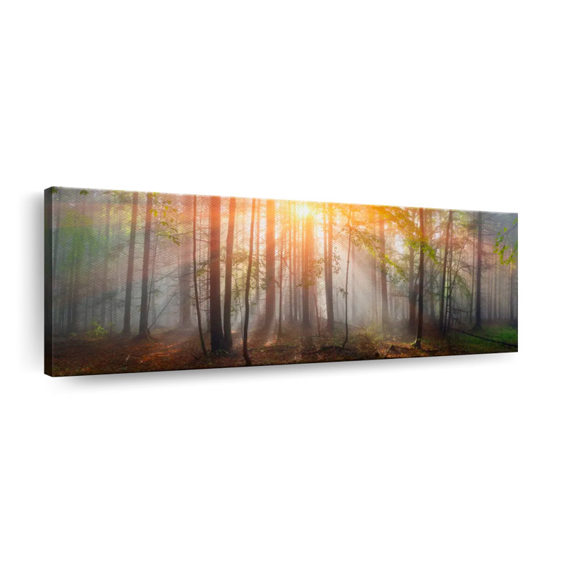 Coucher de soleil sur la forêt des Carpates, H 14 po x l 42 po x P 1,25 po