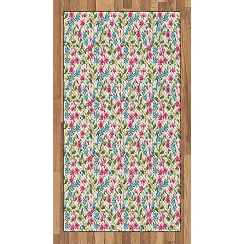 Flower High Density Long Fiber Poly Threads Decorative Area Rug Carpet, Rectangle 2'7" x 5'
