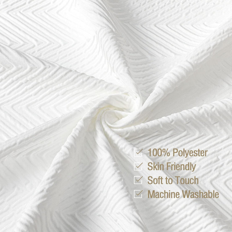 Rideau de douche avec texture à chevrons en relief 3D, tissu de polyester doux pour la décoration de salle de bain de style campagne moderne, comprend des crochets, un design hydrofuge et durable à double couche