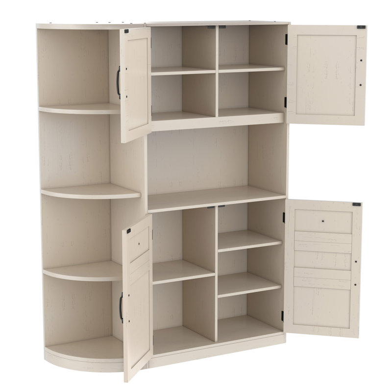 Hall Tree with storage and 4 hooks, storage cabinet, Beige