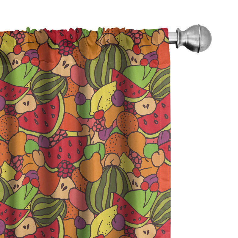 Fruit Semi-Sheer Rod Pocket Curtain Panels, 28" x 84"