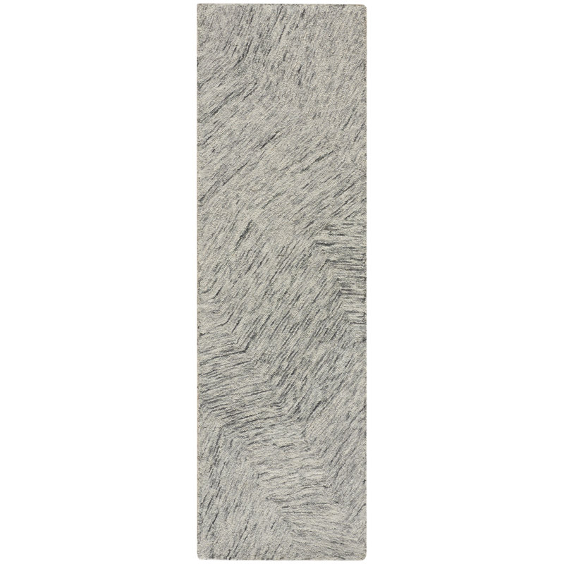 DKNY Pure Angles Grey Modern Indoor Rug, Runner 2'3" x 7'6"
