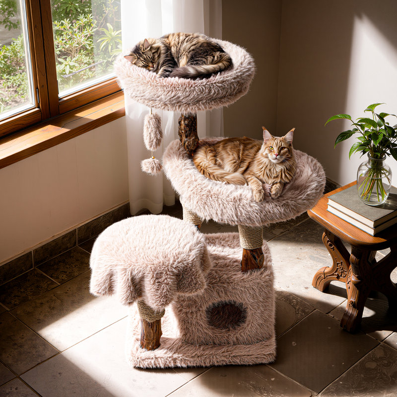 Arbre à chat en bois massif Artisan