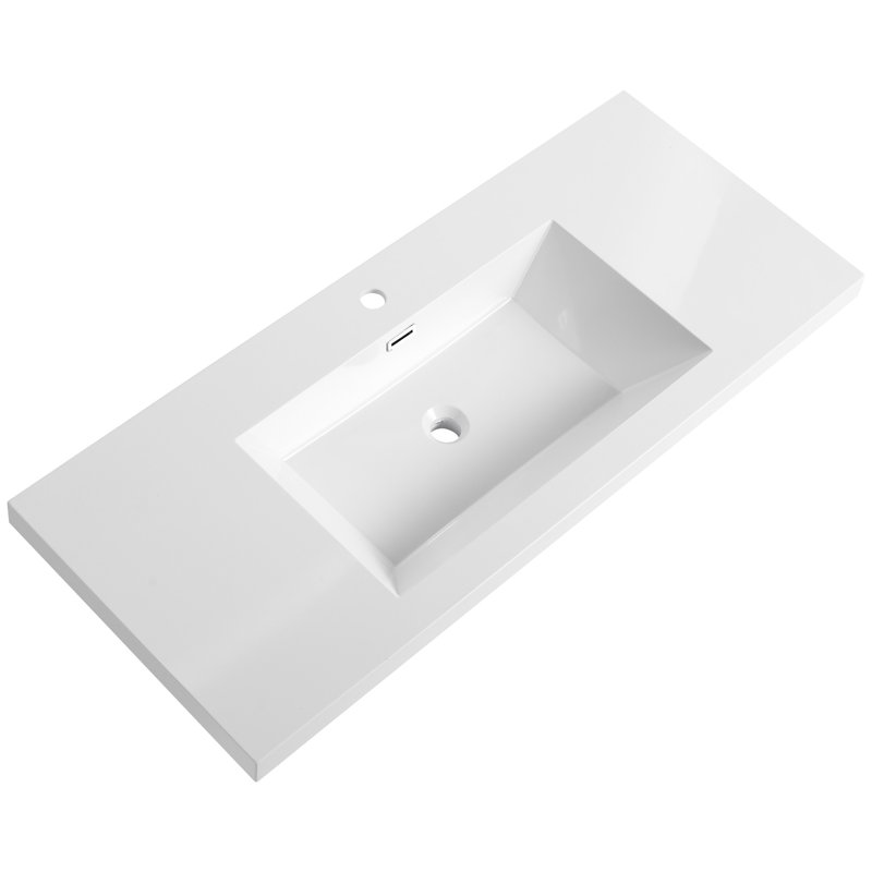 Gloss White 48" Bathroom Resin Sink, 46.29 In. Deep, 7.39 High, 20.12 Wide, Robust & Classy Sink In White, Width, Height, Depth, Fashion-forward