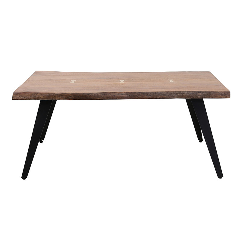 Table de salon 47 x 23,5 x 17,5 po, style 95% bois, avec pieds en bois et en métal, aspect moderne