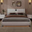 Grand lit plateforme tapissier en similicuir grand format avec tête de lit épaisse, haut-parleurs Bluetooth et lumière DEL RVB, aucun sommier nécessaire, blanc