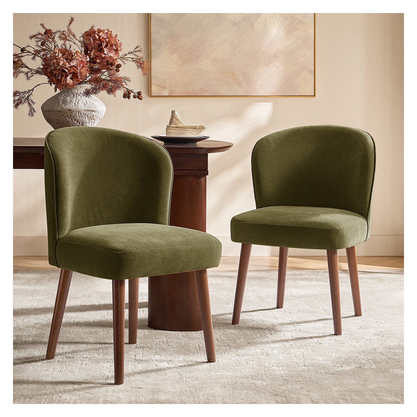 Davia Upholstered Dining Chair, Moss