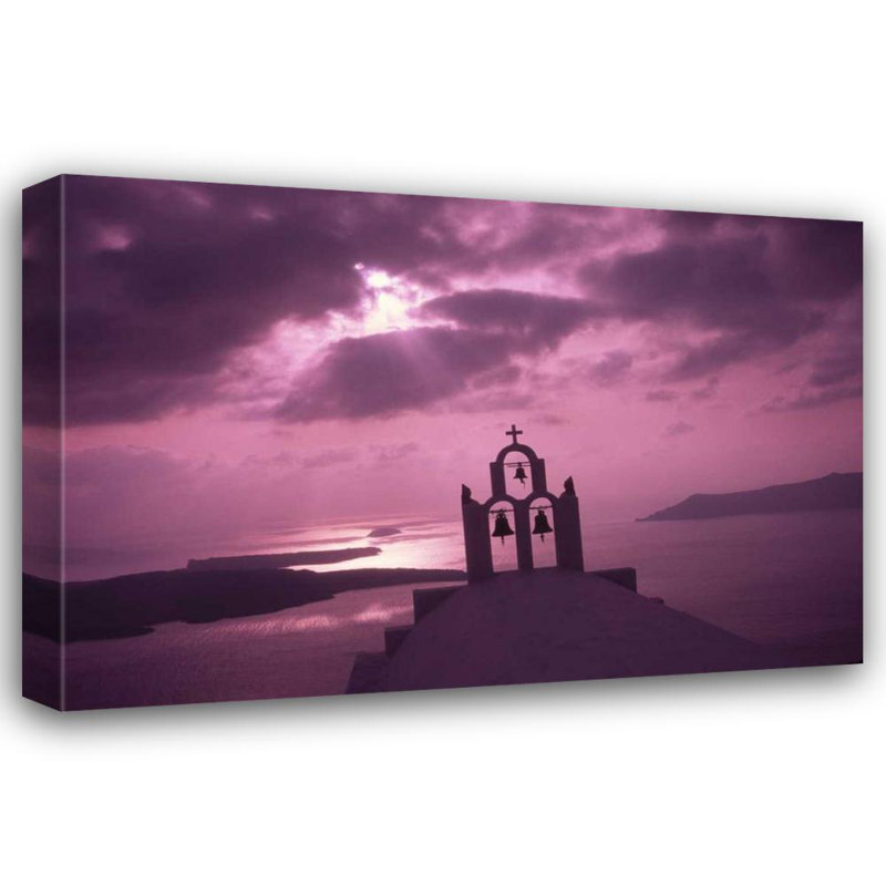 Art sur toile tendue, Satushek, Steve Gallery: Grèce, île de Santorini, H 28 po x l 40 po