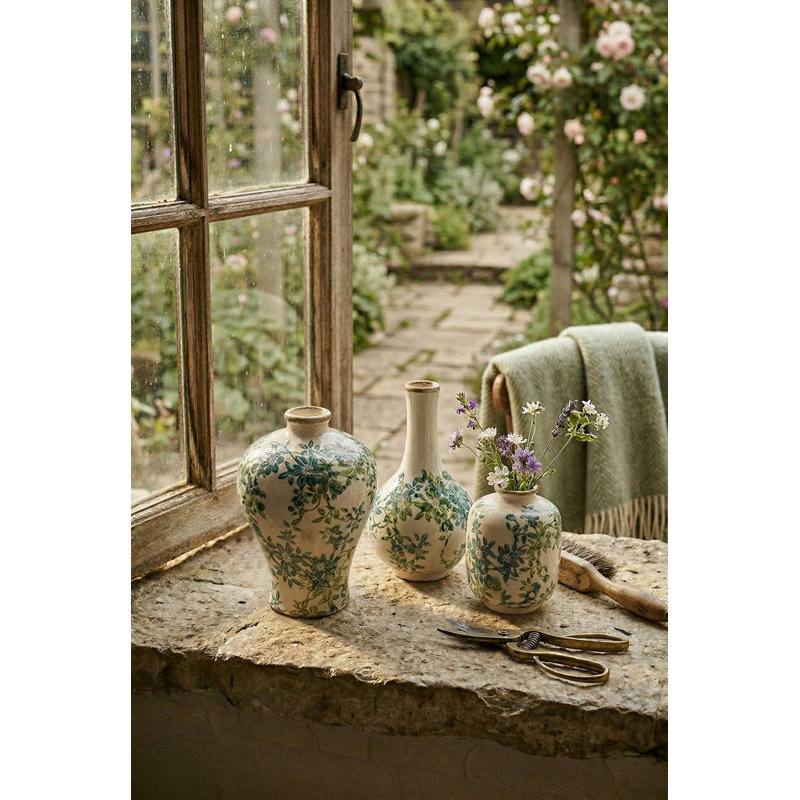 Ensemble de 3 vases floraux en céramique, L: 5,3 x 5,3 x 8 po, M: 4,3 x 4,3 x 8 po, S: 4 x 4 x 5,5