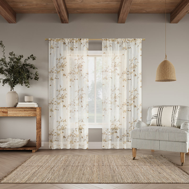 Rideau transparent avec passe-tringle Margot, L 50 po x L 63 po, Doré