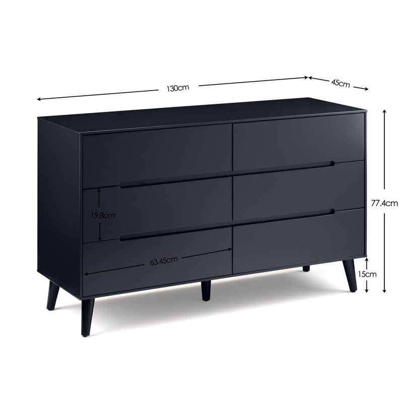 Heriberto 130cm W 6 - Drawer Chest of Drawers, Anthracite